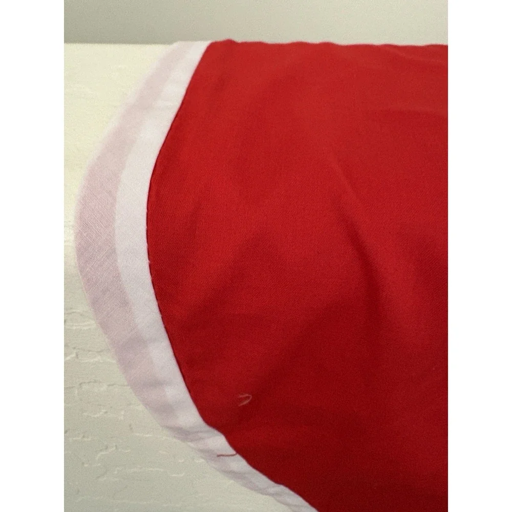 TREE SKIRT Vintage Hand Made 3-D Beautiful Christmas Tree‎ Embroidery Angels red